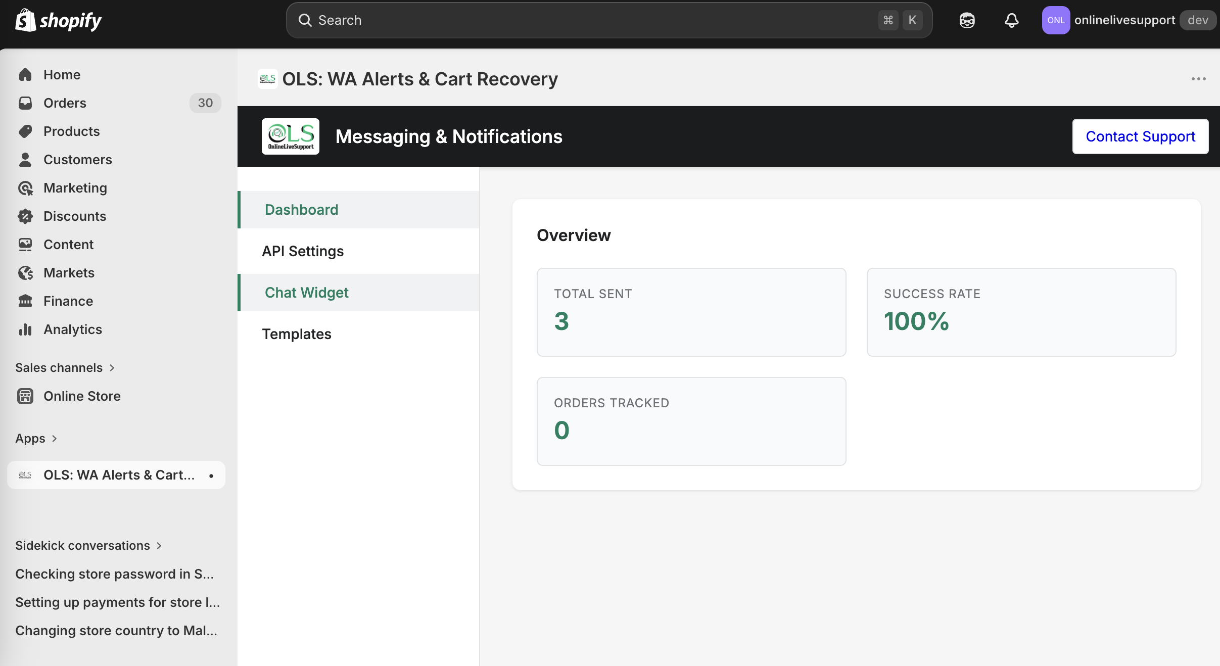 Shopify WhatsApp message templates and CRM