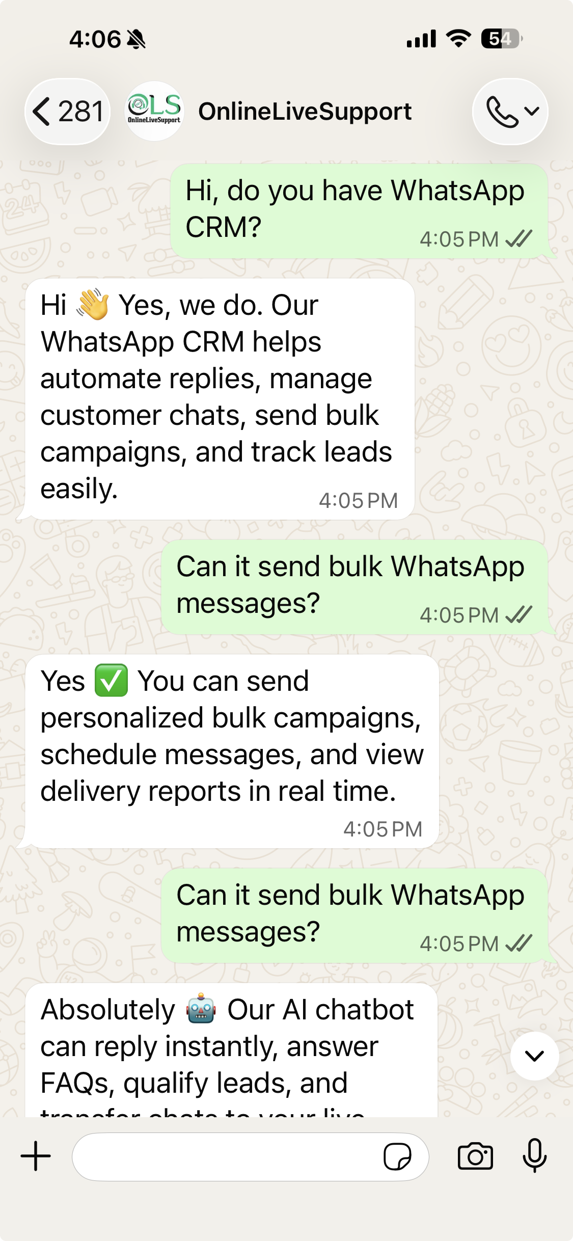 ChatGPT Number in WhatsApp Conversation
