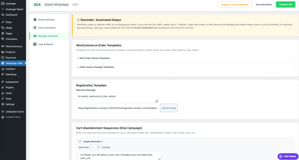 WordPress WhatsApp Cart Abandonment