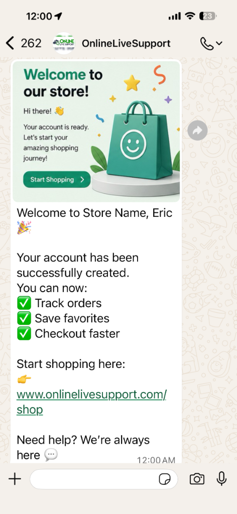 WhatsApp Welcome Message WordPress