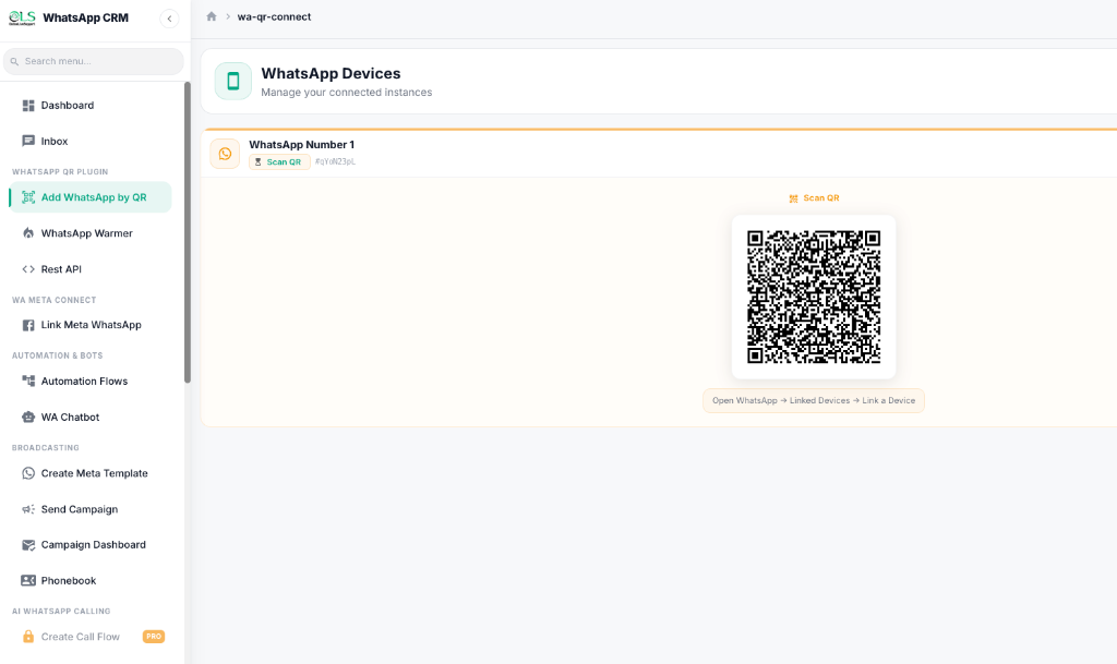 QR Code Device Connection for WhatsApp
