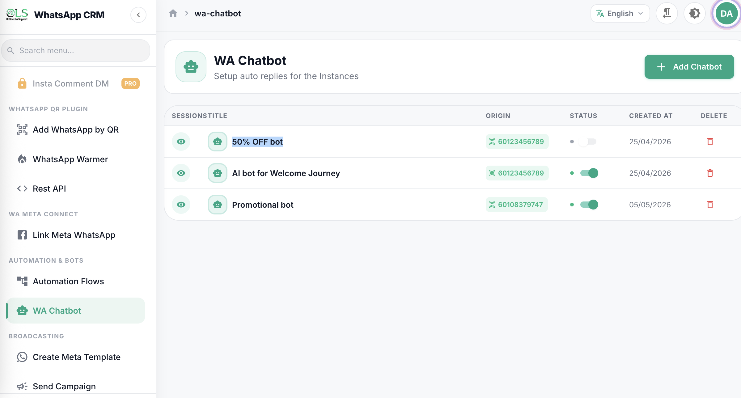 OnlineLiveSupport Enable Chatbot Step 3